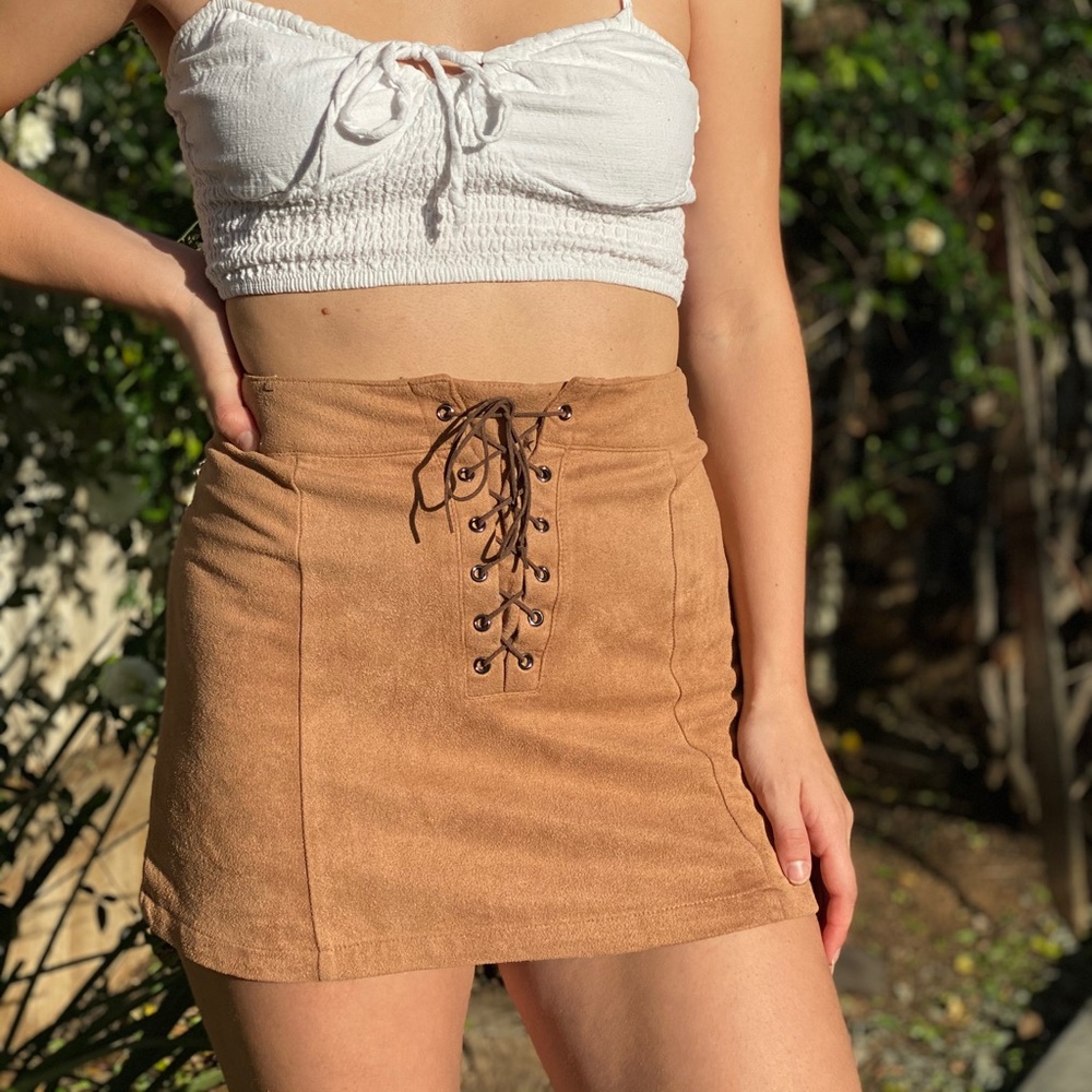 super cute brown suede miniskirt